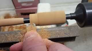Carving wood on a lathe