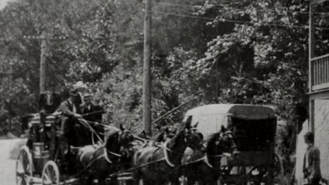 Coach Exchanges Mail At Rural Post Office, United States Postal Office (1903 Black & White Film)