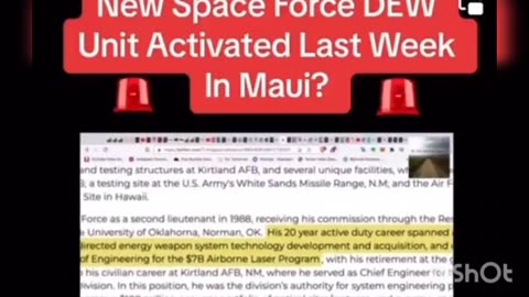 Maui Fire - "New Space Force 5G DEW Unit Activated in Maui - Directed Energy Laboratory Maui