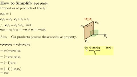 Geometric Algebra (GA): Simplify a Product of Basis Vectors