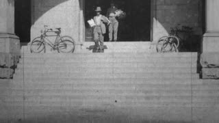 Mail Carriers Leaving Building, United States Post Office (1903 Original Black & White Film)