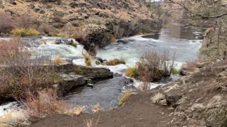 Central Oregon – Steelhead Falls – Shoreline Beside the Waterfall – 4K