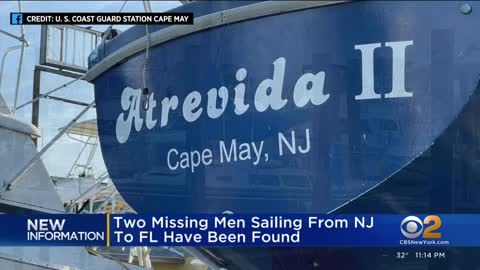 2 missing men sailing from New Jersey to Florida found alive