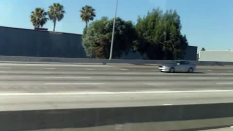 Riding the Bus On Los Angeles Freeway