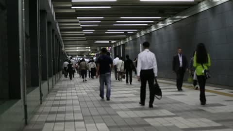 People in the subway hall in Tokyo