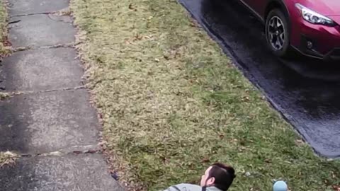 Man Slips on Icy Steps