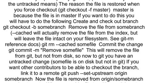 Git remove a file from a branch keep it in the master