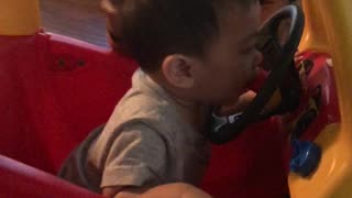 Toddler Honks Car Horn Using His Head