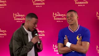 Soccer star Kylian Mbappe unveils his wax statue