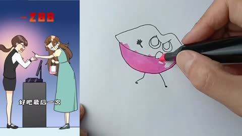 I draw the owner's small lips... funny, fake and tricky, beautiful video
