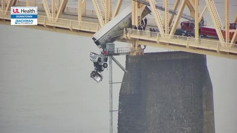 Intense: Rescue Underway As Truck Hangs Off Bridge After Accident