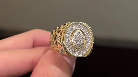 Real Diamond & Solid Gold Nugget Ring by Ijaz Jewelers