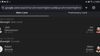 UFC fight night February 10th