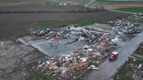 Drone footage of Iowa tornado destruction