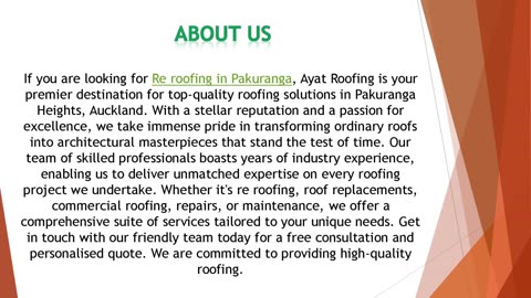If you are looking for Re roofing in Pakuranga
