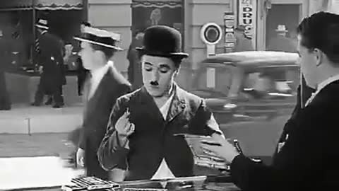 Funny logic of Charlie Chaplin. Funny scene