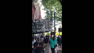 Protesters gather as Florida Gov. Ron DeSantis visits D.C.
