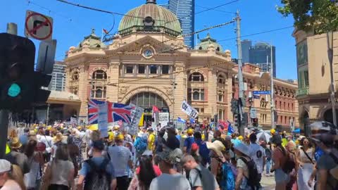 Australia Melbourne, World Wide Demonstration, rally for Freedom & No vax mandates & passports