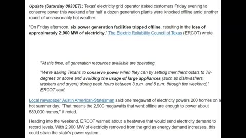 6 Texas Power Stations Go Dark/Heat Wave