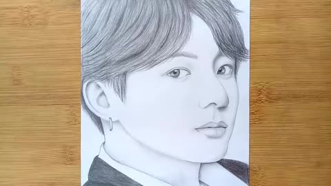 Pencil sketch Drawing of BTS (Jungkook) __ Drawing Tutorial __ Face Drawing __ 防弾少年団