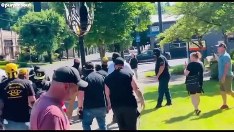 Patriot Front Group attacked and unmasked by another group.