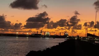 Norwegian Escape Norwegian Cruise Line departure with sunset Ponta Delgada Azores - 11.11.2022