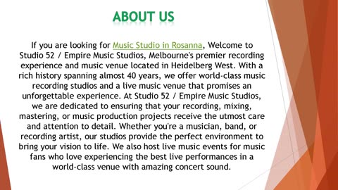 If you are looking for Music Studio in Rosanna