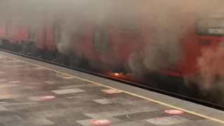 Metro Rail Car Catches Fire in Mexico City