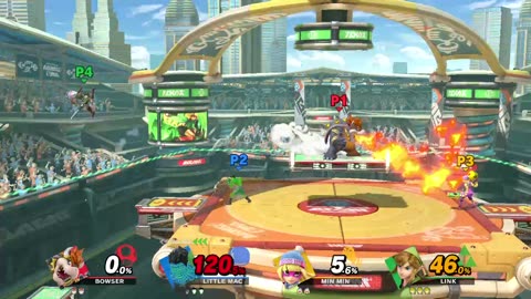 Bowser vs Little Mac vs Min Min vs Link on Spring Stadium (Super Smash Bros Ultimate)