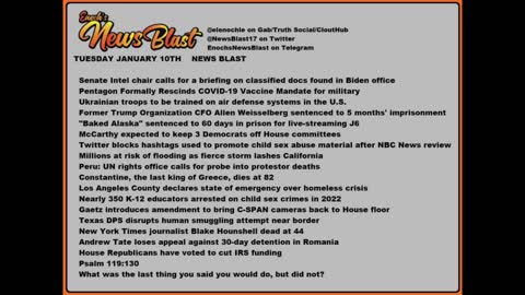 Tuesday, January 10, 2023 News Blast.#Enoch #NewsBlastReading #NBR