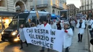 Demonstration in Italy with Faces of Loved Ones who Died Suddenly After Covid Vaccine