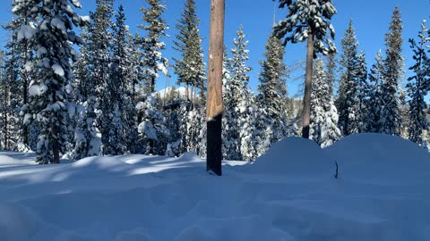 Mountain Views Outside Swampy Shelter Log Cabin – Central Oregon – Swampy Lakes Sno-Park – 4K