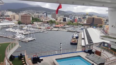 Hobart,Tasmania view from Pacific Adventure ship #australia #crewlife