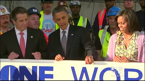 OBAMA SIGNS ONE WORLD TRADE CENTER BEAM