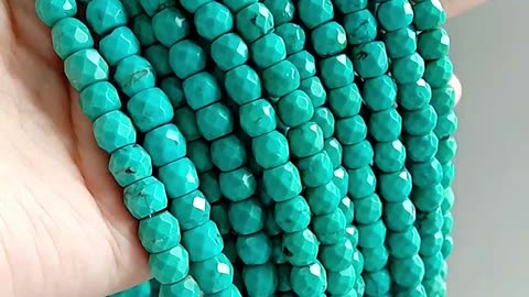 Pretty blue Natural turquoise faceted round beads for Jewelry Making and Bead Weaving