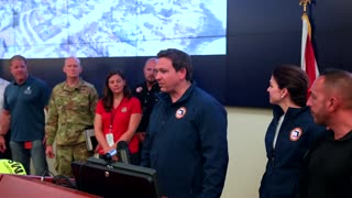 DeSantis Receives STANDING OVATION After Surprise Visit To Hurricane Relief HQ