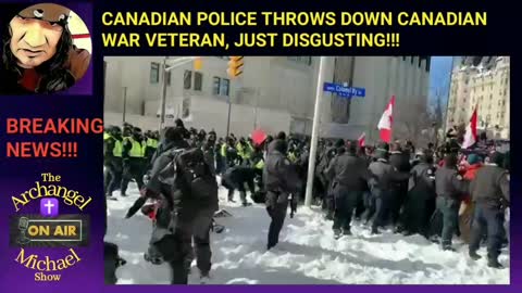 Simply disgusting, Canadian army war veteran gets slammed down by Canadian police.