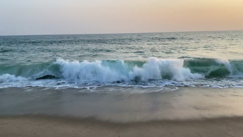 Beautiful Ocean Waves and Sun Set