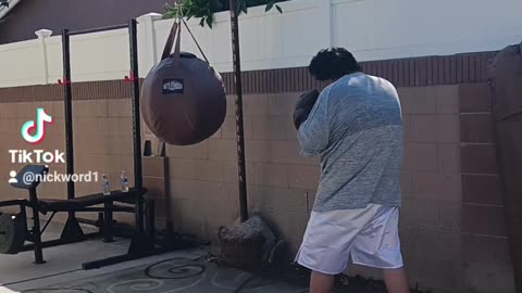 100 Pound Wrecking ball Bag Workout Part 16. More Boxing