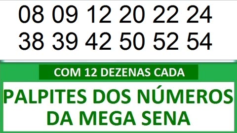 #PALPITES DOS NÚMEROS DA MEGA SENA COM 12 DEZENAS 9a 9b 9c 9d 9e 9f 9g 9h 9i 9j 9k 9l