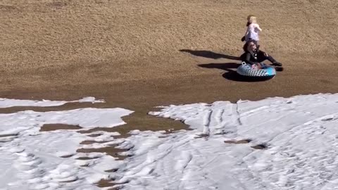 Penny missed out, she said no to the cold! Daddy makes it go fast even with melting snow #snowday