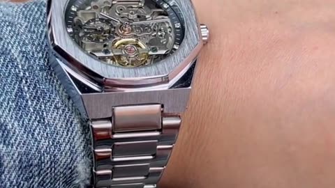 Forsining Casual Automatic Watch 3D Diamond Skeleton