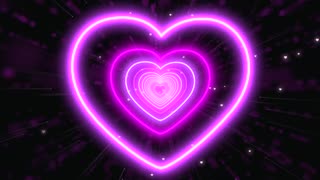 016. Neon Lights Love Heart Tunnel Loop Animated Background