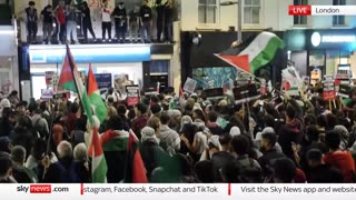 Thousands gather at pro-Palestine protest outside Israel embassy