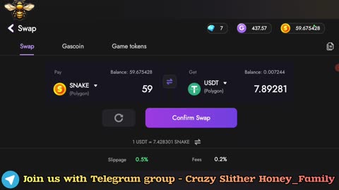 Token to USDT in Crazy Slither #nft #games