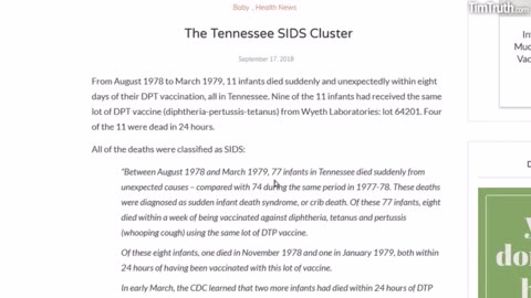 In 1979 11 babies died within 72 hours after receiving the DPT vaccine
