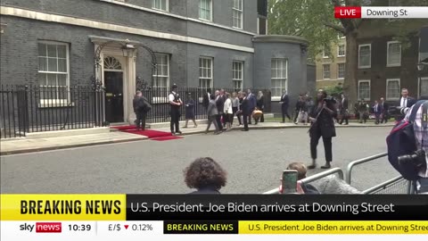 US President Joe Biden arrives in Downing Street