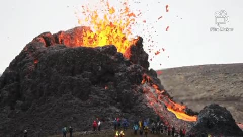 Hikers have front row seats to volcanic eruption in Iceland