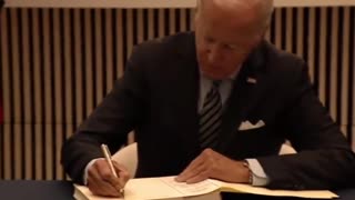 Joe Biden Caught Pulling Out Card and Copying It Infor the Condolence Book for Queen Elizabeth