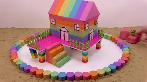 DIY Miniature Kinetic Sand House #24 - Build Mini House on Slime Pool with Kinetic Sand